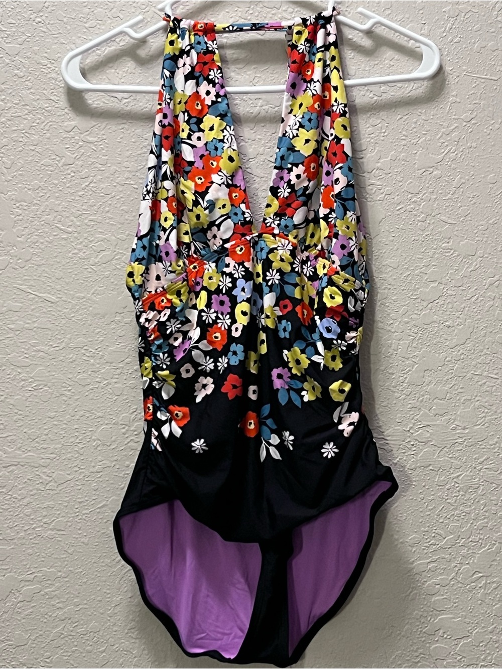 Anne Cole Black Floral One-Piece Swimsuit with Multicolor Flowers - Picture 4 of 5